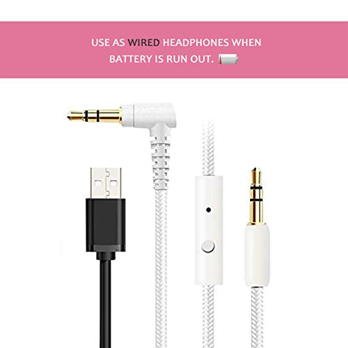 Riwbox CT-7 Cat Ear Bluetooth Headphones, LED Light Up Bluetooth Wireless Over Ear Headphones with Microphone and Volume Control for Travel/School/Smartphones/Laptop/PC/TV (White&Pink) - color: White&Pink