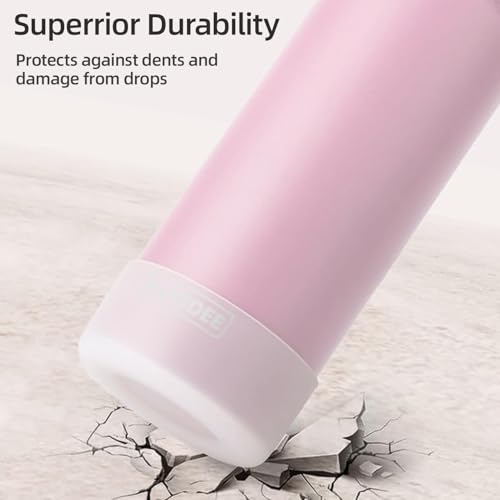 koodee 16 oz Water Bottle Stainless Steel Double Wall Vacuum Insulated Water Bottle Wide Mouth Flask with Leakproof Straw Lid (Light Pink) - color: light-pink-A, size: 16 Ounces
