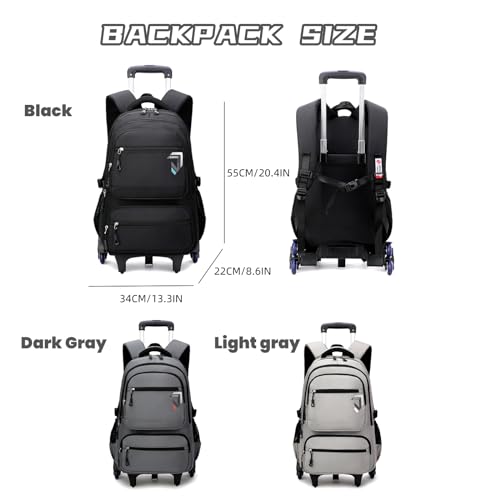 Boys Rolling Backpack, Kids Bookbag with Wheels,Kids Luggage on Wheels,Elementary School Trolley Back Pack