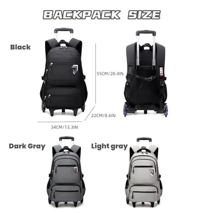 Boys Rolling Backpack, Kids Bookbag with Wheels,Kids Luggage on Wheels,Elementary School Trolley Back Pack