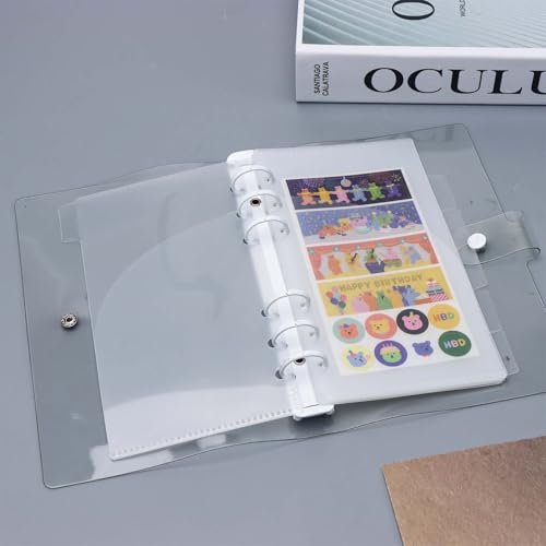 1 Pack A6 Dividers with Tabs and Pockets Binder Pockets Smooth Clear PP Budget Cash Envelopes 0.2mm Thick Double Pockets Index Dividers Outside Loading Money Organizer - color: Clear, size: A6 - 6 Tabs