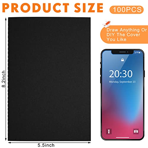 Mimorou 100 Pcs Journals Notebooks Bulk - Kraft Softcover A5 Small Notebooks 5.5 Inch x 8.3 Inch Notepads with 60 Page 30 Sheet for Writing Sketch Travel Office Supplies(Black,Unlined) - color: Black, style: Unlined