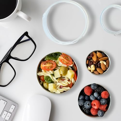 TAVVA Kids Snack Containers for School [12oz/ 7oz/ 3oz] - Stainless Steel Lunch Containers for Kids - Stainless Steel Lunch Box for Kid - Leakproof with Silicone Lids - Dishwasher & Freezer Safe - color: Transparent