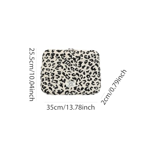 Leopard Print Laptop Sleeve for 13 Inch Mac-Book, Quilted Protective Soft Case, Cheetah Print Computer Cover Compatible with Air & Pro Models - color: Beige-Leopard