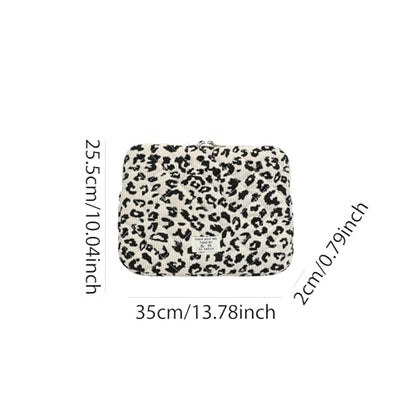 Leopard Print Laptop Sleeve for 13 Inch Mac-Book, Quilted Protective Soft Case, Cheetah Print Computer Cover Compatible with Air & Pro Models - color: Beige-Leopard