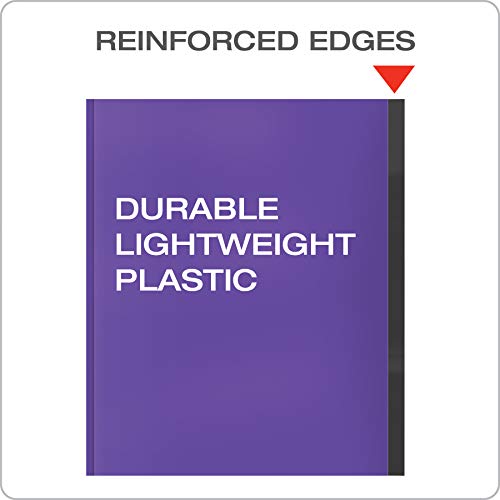 Oxford 2 Pocket Folders with Prongs, Sturdy Plastic Portfolios, Anti-Tear Edges, Letter Size, Purple, Red, Blue, Green, Black, 5 Pack (89117) - size: 5 Count (Pack of 1), style: With Prongs