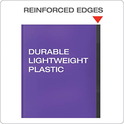 Oxford 2 Pocket Folders with Prongs, Sturdy Plastic Portfolios, Anti-Tear Edges, Letter Size, Purple, Red, Blue, Green, Black, 5 Pack (89117) - size: 5 Count (Pack of 1), style: With Prongs