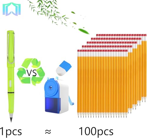 12 Sets Everlasting Pencil, Infinity Pen, NO-Sharpening Pencils for Writing Drawing Students Sustainable for Home Office School Supplies (12 Pens + 12 Erasers + 12 Replaceable Nibs) - color: 12Pcs Colorful