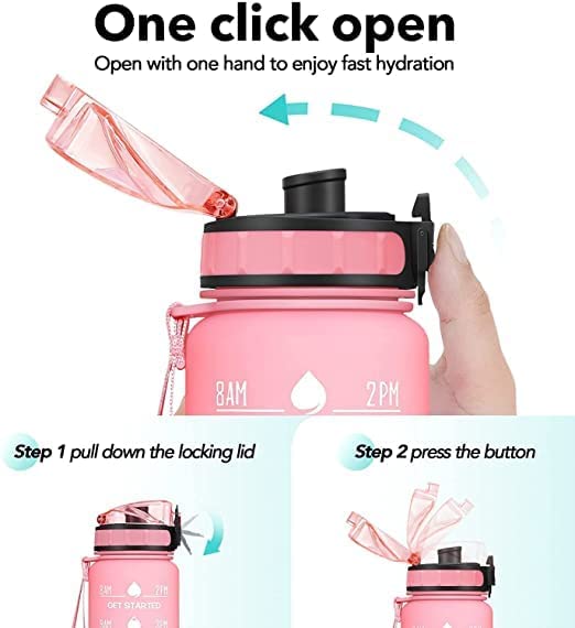 ATERO Unbreakable Silicone Water Bottle with Motivational Time Marker, Leakproof Durable BPA-Free Non-Toxic for Office, Home and Kitchen Outdoor Fitness and Gym(850ML, Multicolour, set of 1)