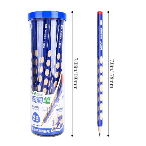 M&G 30pcs Triangular Pencils, 2B Pencils with Grip Correction, Wooden Graphite Pencils, Pre-Sharpened Break-Resistant, Suitable for Writing, Drawing, and Sketching - style: 30pcs Blue 2B