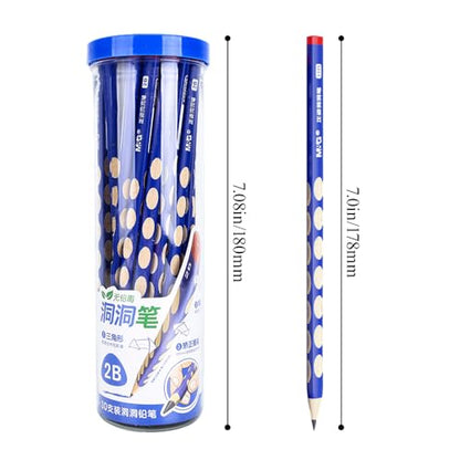 M&G 30pcs Triangular Pencils, 2B Pencils with Grip Correction, Wooden Graphite Pencils, Pre-Sharpened Break-Resistant, Suitable for Writing, Drawing, and Sketching - style: 30pcs Blue 2B
