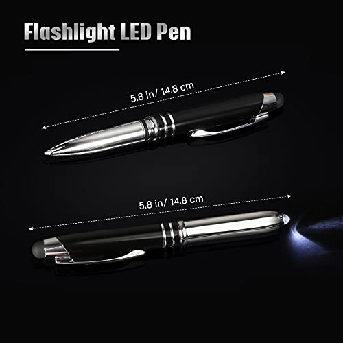 Zonon 15 Pieces 3 in 1 Multi-Function Touch Pen with LED Flashlight and Stylus Tip Multi-Function Ballpoint Pen, 1.0 mm Black Ink Ballpoint for Touch Screens Back to School Gifts(Black) - color: Black