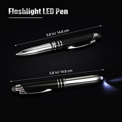 Zonon 15 Pieces 3 in 1 Multi-Function Touch Pen with LED Flashlight and Stylus Tip Multi-Function Ballpoint Pen, 1.0 mm Black Ink Ballpoint for Touch Screens Back to School Gifts(Black) - color: Black