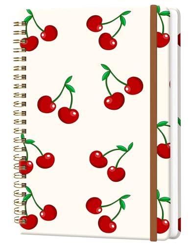 Spiral Journal Notebook for Women, Hardcover A5 College Ruled Notebook, 60 Sheet, Thick Paper, Cute Lined Journal for School, Office & Work, 6 x 8.4 in(Cute Cherry) - color: Cute Cherry