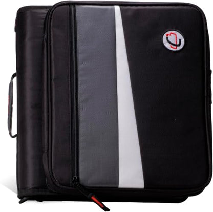 Case-it 2 Inch 3 O-Ring Zipper Binder with Padded Laptop Case Workstation, Shoulder Strap, LT-117, Black - color: D Black / Multi, size: 36 Pack