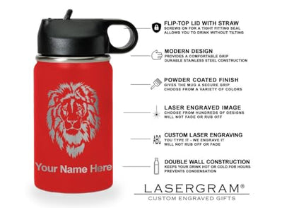 LaserGram Personalized Water Bottle, Grad Cap Class of 2023, 2024, 2025, 2026, 2027, Stainless Steel Double Wall Vacuum Insulated with Flip Top Straw, Custom Engraved Gift (12oz / 335ml Red) - color: Red, size: 12 Ounces