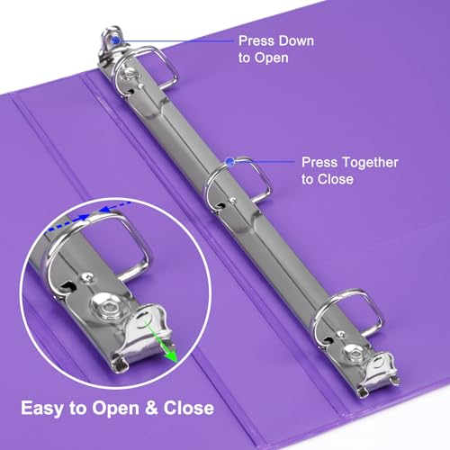 COMIX Sturdy 1 Inch Binders 3 Ring with Clear View Cover, 1" Slant-D Ring View Binder Holds 225 Sheets of US Letter Size Paper, 6 Pack (Purple) - color: Purple, size: 1 inch