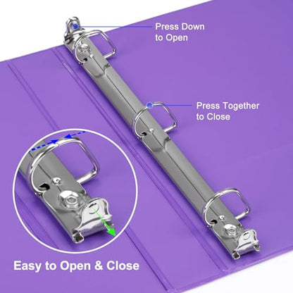 COMIX Sturdy 1 Inch Binders 3 Ring with Clear View Cover, 1" Slant-D Ring View Binder Holds 225 Sheets of US Letter Size Paper, 6 Pack (Purple) - color: Purple, size: 1 inch