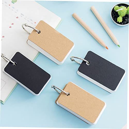 Lurrose 4pcs Blank Flashcards Portable Words Memory Cards Binder Ring Notecards for Travel Study Office - size: 7.00X4.00X3.00CM