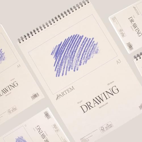 Hartem - A3 Sketch Book, Top Spiral Bound Sketch Pad, 100 Sheets, 60lb/90gsm Acid-Free Drawing Paper, Art Suppiles for Kids & Adults, Beginners & Professional Artists - size: A3 (11.7 × 16.5 in)