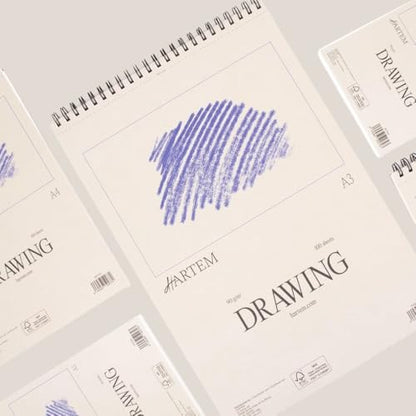 Hartem - A3 Sketch Book, Top Spiral Bound Sketch Pad, 100 Sheets, 60lb/90gsm Acid-Free Drawing Paper, Art Suppiles for Kids & Adults, Beginners & Professional Artists - size: A3 (11.7 × 16.5 in)