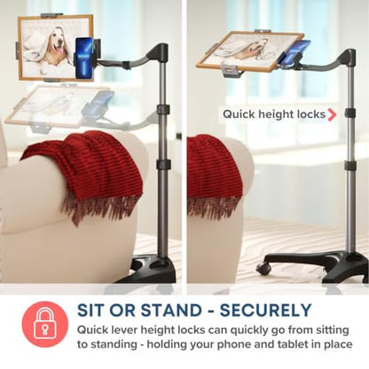 Levo V16 Tablet Floor Stand for iPads, iPad mini, New iPad Pro, Galaxy, Nexus, Xoom, Surface Pro, Miix, Nook, Fire, and Other Tablets and eReaders Black Color