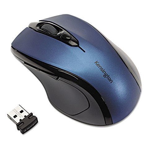 Kensington Pro Fit Mid-Size Wireless Mouse, Sapphire Blue (K72421AM) | Comfortable mid-size grip, wireless connection, reliable everyday desktop and laptop use - color: Sapphire Blue
