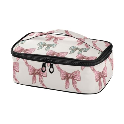 Wusikd Ribbon Tail Pink Bows Lunch Bag Cooler Bag Insulated Thermal Lunch Box for School Children Students Girls Boys Men Women