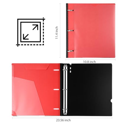 1 Inch Telescoping 3 Ring Binder-4PCS, Flexible Binder with Customized Front Cover, Holds 8.5x11 Paper, School Office Supplies, 4 Colors - color: Blue,green,pink,red, size: 1 Inch, style: with Customized Cover - 4PCS