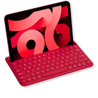 Macally Bluetooth Tablet Keyboard - Multi Device Wireless Keyboard for Phone, iPad mini/Pro, Android - Rechargeable with Built in Stand and Quiet Keys - color: Viva Magenta