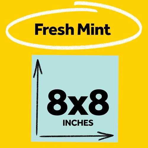 Post-it Super Sticky Big Notes, 8 in. x 8 in., Extra Large Sticky Notes in Fresh Mint, 2 Pads, 60 Sheets Total, Great for Vision Boards, Creative Projects, Study Spaces, Group Brainstorming, and More - color: Fresh Mint