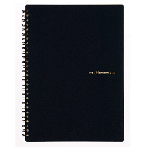 Maruman Mnemosyne Lined Notebook- B5, 7.17" x 10.12", 80 Sheets / 160 Pages, 7mm College Ruled Journal, Perforated Pages & Wire-Bound to Lay Flat, Black, Made in Japan - size: B5 (7.17" x 10.12")