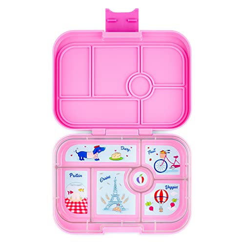 Yumbox Original Leakproof Bento Box, 6 Compartments, Power Pink | Built-In Dip Well | Easy-Open Single Latch | Removable Tritan Tray | Fits Most Lunch Bags | Dishwasher-Safe Tray - color: Power Pink Paris