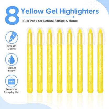 Yellow Gel Bible Highlighters, 8 Pack No Bleed Gel Highlighter Markers, Yellow Highlighters for Bible Study, Journaling, Notes, School and Office Use