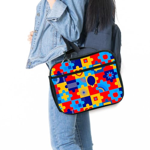 Autism Awareness Lunch Box Insulated Reusable Lunch Bag Tote Cooler for Women Men Boy Girl School Work Office Picnic - color: Autism Awareness