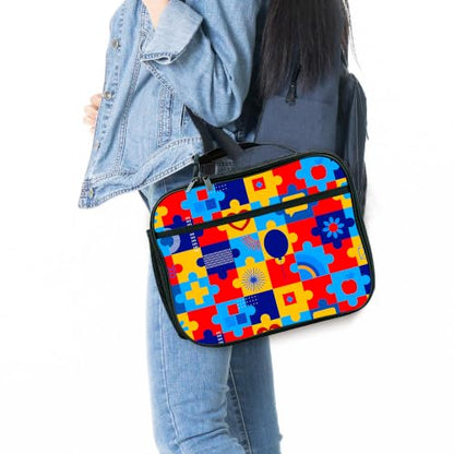 Autism Awareness Lunch Box Insulated Reusable Lunch Bag Tote Cooler for Women Men Boy Girl School Work Office Picnic - color: Autism Awareness