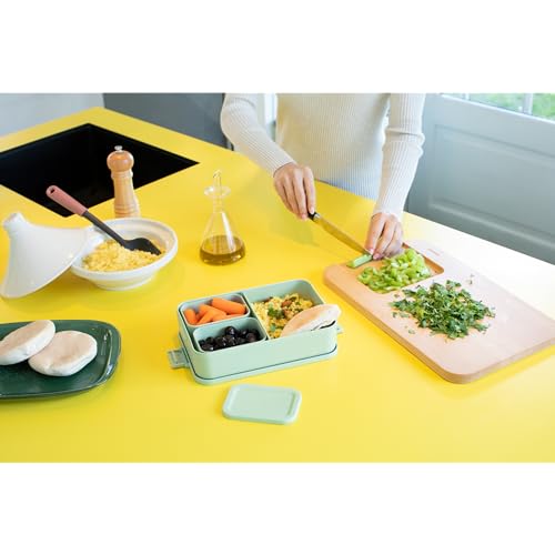 Brabantia Make & Take Bento Lunch Box (Jade Green) 2 Compartments & Lidded Pot, Lift-Out Tray Divider, BPA-Free, Airtight Snap Locks, Microwave & Freezer Safe, Travel Meal Prep Container, 68oz - color: Jade Green, style: Bento Lunch Box