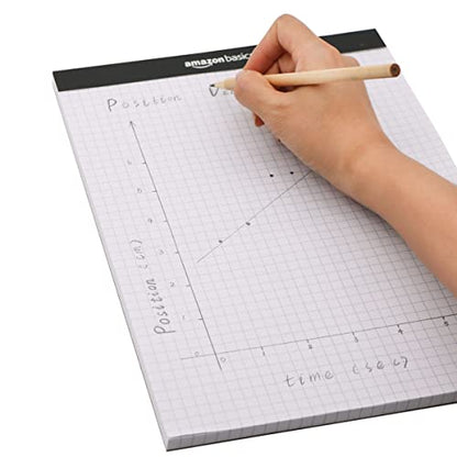 Amazon Basics Quad-Ruled Graph Paper Pad with Sturdy Back, Perforated, 8.5" x 11.75", White, 100 Sheets/Pad, 2-Pack - size: 2 Pack