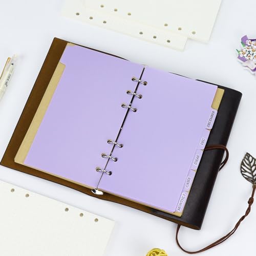 Koqye 12PCS Purple Personal Dividers with 6 Blank Tabs & Planner Stickers | 3.75" x 6.75", Plastic Side Tab Dividers Refillable Page Protectors for 6-Ring Binders, Planner, Agenda - color: Purple - 2 Set