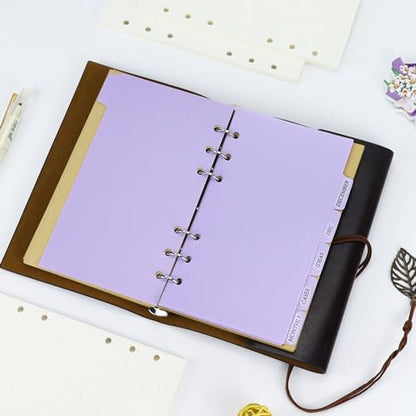 Koqye 12PCS Purple Personal Dividers with 6 Blank Tabs & Planner Stickers | 3.75" x 6.75", Plastic Side Tab Dividers Refillable Page Protectors for 6-Ring Binders, Planner, Agenda - color: Purple - 2 Set