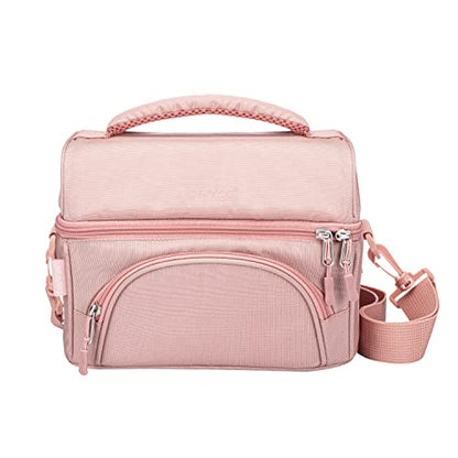 Bentgo Deluxe Lunch Bag - Durable and Insulated Lunch Tote with Zippered Outer Pocket, Internal Mesh Pocket, Padded & Adjustable Straps, & 2-Way Zippers - Fits Most Lunch Boxes (Blush) - color: Blush