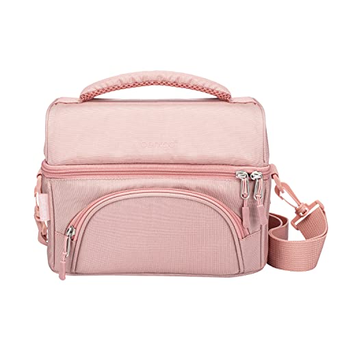 Bentgo Deluxe Lunch Bag - Durable and Insulated Lunch Tote with Zippered Outer Pocket, Internal Mesh Pocket, Padded & Adjustable Straps, & 2-Way Zippers - Fits Most Lunch Boxes (Blush) - color: Blush