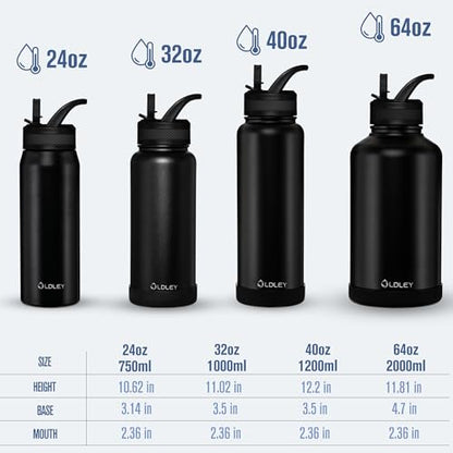 OLDLEY 32 oz Insulated Water Bottle With Straw, Stainless Steel Sports Water Cup Flask with 3 Lids(Straw, Spout and Handle Lid) Double Walled Travel Thermal Canteen Mug,Dark Rainbow - color: Dark Rainbow, size: 32 Ounces