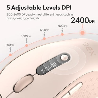 XBG B15pro Wireless Bluetooth Mouse, Bluetooth 5.0/4.0 & 2.4G Tri-Mode, Type-C Rechargeable with LED Screen Display, Ergonomic Silent Click for Laptop/PC/Tablet, Multi-Device & Office Use-Pink - style: B15 Pro-Pink