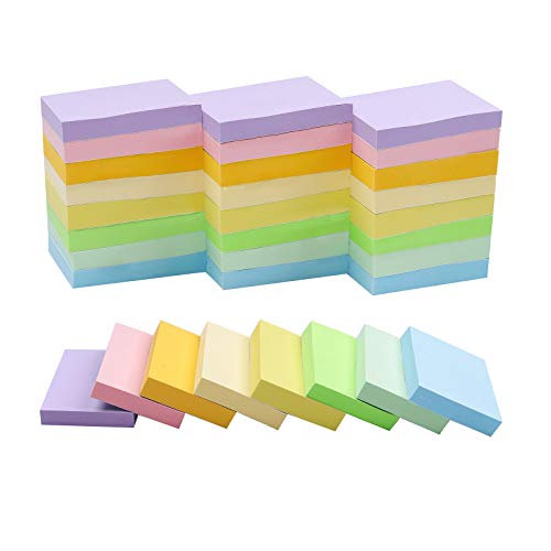 Vanpad Sticky Notes 1.5x2 Inches,48 Pads, Light Colors Self-Stick Pads,75 Sheets/Pad