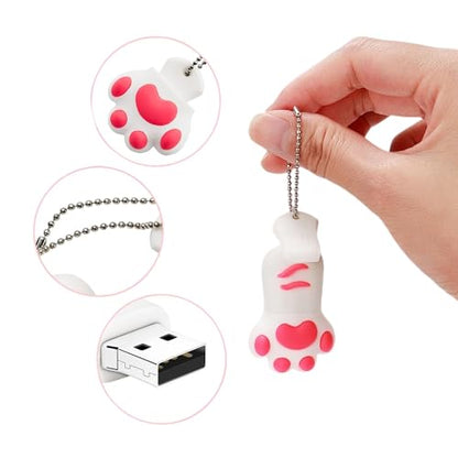 64GB USB 2.0 Flash Drive Cartoon Novelty Lovely Cat Paw Memory Stick Silicone Rubber Ainmal Pendrive White - color: Catpaw-white, size: 64GB 2.0