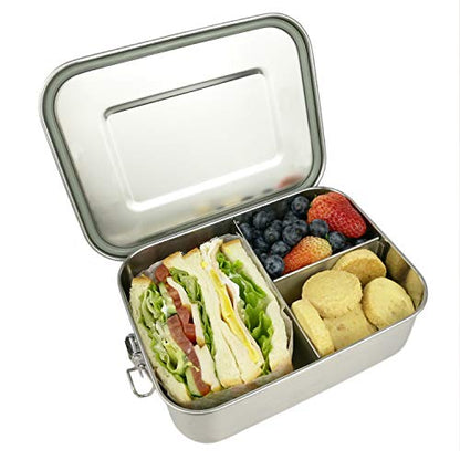 UPTRUST Leak Proof Stainless Steel Bento Container for Lunch, 40oz Bento Lunch Box for Kids or Adults, 3 Compartment Packing Box for Meal Fruit Snack (40OZ/1200ML) - size: 1200 ML - 3-Compartment