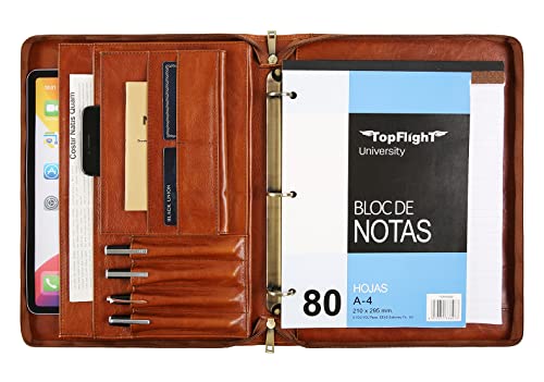 Handmade Leather Portfolio Binder - 3 Ring Binder Portfolio Genuine Leather Business Padfolio, Personlized Legal Pad Folio Folder for Lefty & Righty - Oil Brown - color: Brown, size: Non-Custom