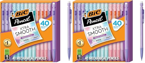 BIC Xtra-Smooth Pastel Mechanical Pencils with Erasers, Medium Point (0.7mm), Bulk Mechanical Pencils for School or Office Supplies, 40 Count (Pack of 2) - color: Pastel Edition, size: 40 Count (Pack of 2)