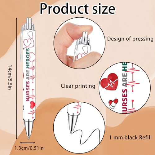 Idealmuzik Nurse Appreciation Week Ballpoint Pens Set of 10 – Nurse Theme Pens with Stethoscope, Heart & ECG Designs and Encouraging Quotes – Smooth Black Ink Pens for Hospital, Office, and Daily Use - style: Medicine